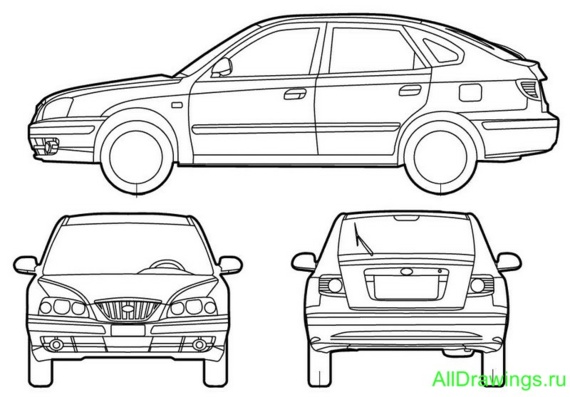 Hyundai Elantra 5-Door (2005) (Хендай Элантра 5-дверный (2005)) - чертежи (рисунки) автомобиля